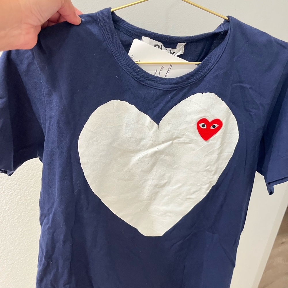 Navy Blue Heart Kids T-Shirt
